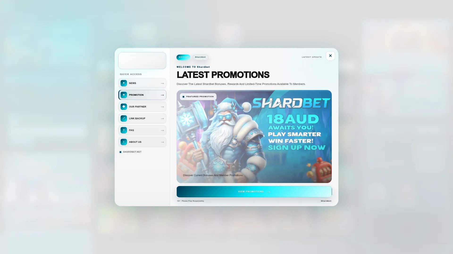 Shardbet Casino desktop screenshot